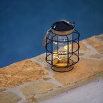 Lanterne solaire décorative lighthouse bois foncé corde h20cm