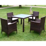 vidaXL Ensemble à manger d'extérieur 5Pièces avec coussins Résine tressée