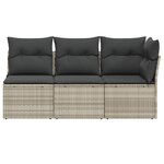 vidaXL Canapé de jardin et coussins 3 places gris clair résine tressée