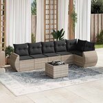 vidaXL Salon de jardin avec coussins 7 Pièces gris clair résine tressée