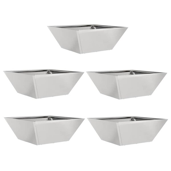 vidaXL Lot de 5 bols de jardin   40x40x15 cm en inox.