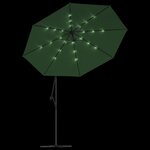 vidaXL Parasol avec éclairage LED 300 cm Poteau en métal Vert