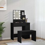 vidaXL Ensemble de coiffeuse avec LED Noir Bois d'ingénierie