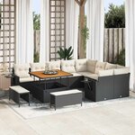 vidaXL Ensemble de canapé de jardin 12 Pièces Noir polyrotin