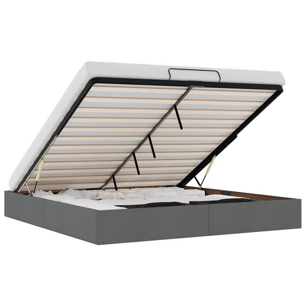 VidaXL Cadre de lit ottoman sans matelas gris foncé 160x200 cm tissu