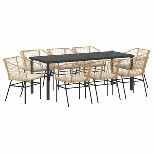 vidaXL Ensemble de salle à manger pour jardin 9 pc Marron polyrotin