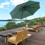 Parasol en métal rond polyester 180g/m² manivelle inclinable Ø 3 x 2 45 m vert