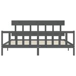 vidaXL Cadre de lit sans matelas gris 200x200 cm bois massif de pin