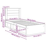 vidaXL Cadre de lit Chêne fumé 75 x 190 cm Bois de pin massif