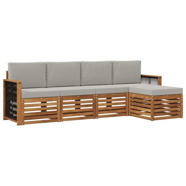vidaXL Ensemble de canapés d'extérieur 5 Pièces Naturel et gris clair