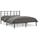 vidaXL Cadre de lit métal avec tête de lit noir 160x200 cm