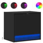 vidaXL Table de chevet murale avec lumières LED noir