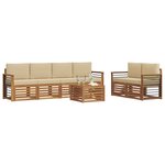 vidaXL Ensemble de canapés d'extérieur 7 Pièces Naturel et Beige