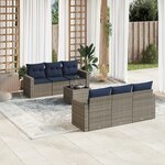 vidaXL Salon de jardin 7 Pièces avec coussins gris résine tressée