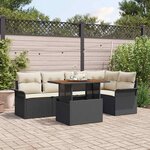 vidaXL Ensemble de canapé de jardin 6 Pièces Noir Poly rotin