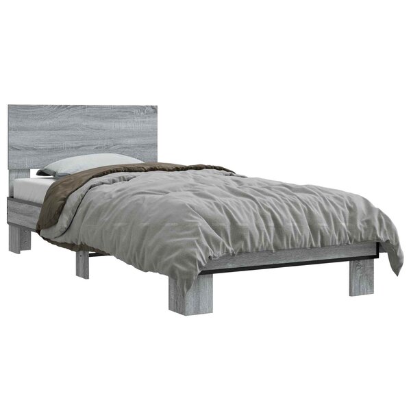 vidaXL Cadre de lit avec tête de lit Sonoma gris 80 x 200 cm