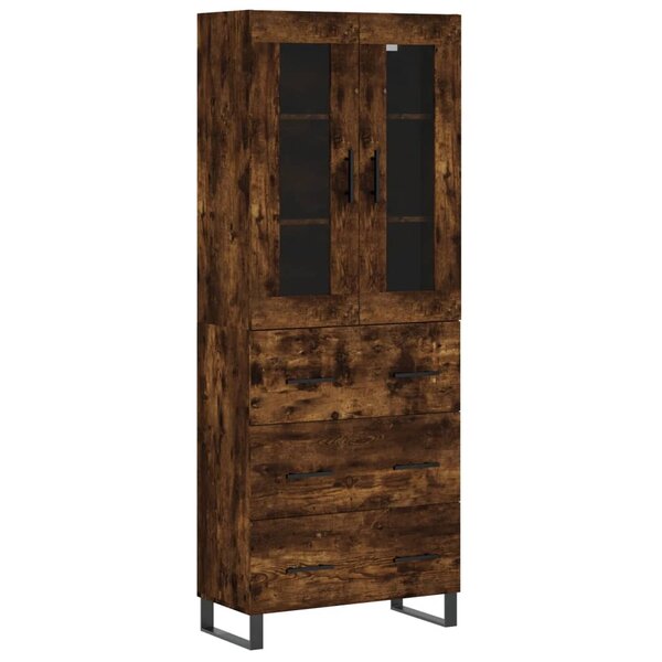 vidaXL Buffet haut Chêne fumé 69 5x34x180 cm Bois d'ingénierie