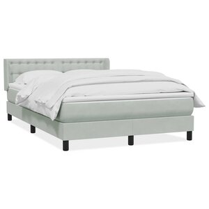 vidaXL Sommier à lattes de lit et matelas gris clair 160x220cm velours