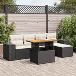 vidaXL Salon de jardin 6 Pièces avec coussins noir résine tressée