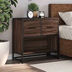 vidaXL Table de chevet chêne marron 60x31x60 cm bois ingénierie métal