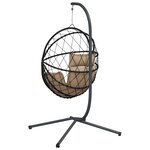 vidaXL Chaise suspendue en forme d'œuf et support taupe rotin et acier