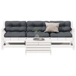 vidaXL Salon de jardin 4 Pièces avec coussins blanc bois de pin massif
