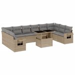 vidaXL Salon de jardin 11 Pièces avec coussins beige résine tressée
