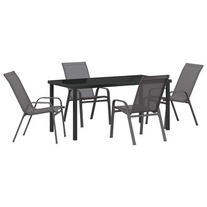 vidaXL Ensemble de salle à manger pour jardin 5 Pièces Gris et Noir