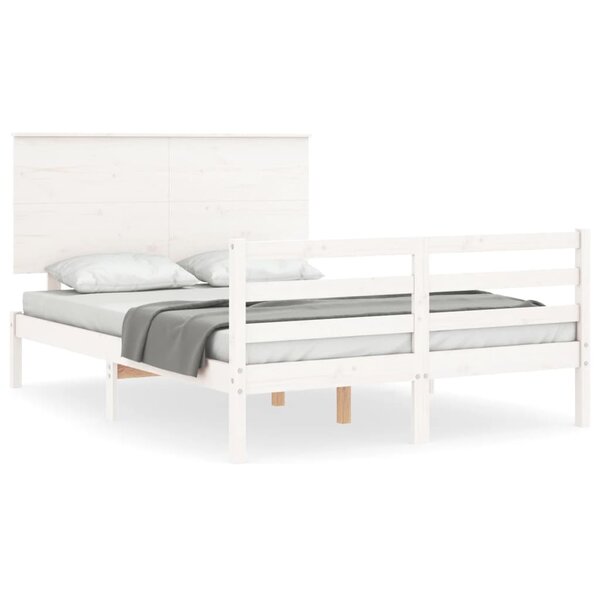 vidaXL Cadre de lit sans matelas blanc 120x200 cm bois massif