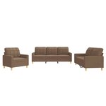 vidaXL Ensemble de canapés 3 Pièces avec coussins Marron Tissu