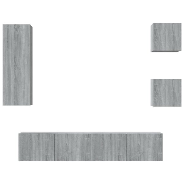 vidaXL Ensemble de meubles TV 5 Pièces Sonoma gris Bois d'ingénierie
