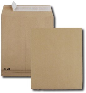 Lot de 50 Pochettes à soufflets, 280 x 375 mm, kraft armé sans fenêtre