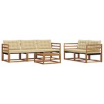 vidaXL Ensemble de canapés d'extérieur 6 pc Naturel et Beige