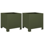 vidaXL Jardinières 2 Pièces vert olive 30x30x30 cm acier