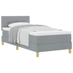 vidaXL Lit à ressorts avec coussin Gris clair 90 x 190 cm tissu