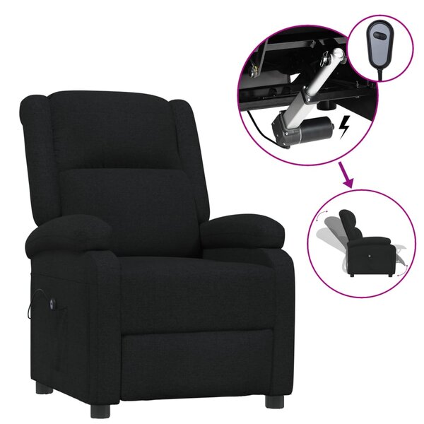 vidaXL Fauteuil inclinable électrique Noir Tissu