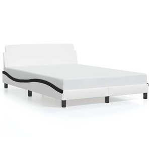 vidaXL Cadre de lit Dover blanc et noir 140x200 cm similicuir