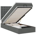 vidaXL Lit ottoman avec matelas et LED gris foncé 90x200 cm tissu