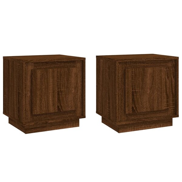 vidaXL Tables de chevet 2Pièces chêne marron 44x35x45cm bois d'ingénierie