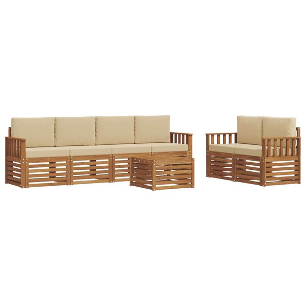 vidaXL Ensemble de canapés d'extérieur 7 pc Naturel et Beige