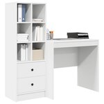 vidaXL Bureau avec tiroir avec étagère avec stockage 2 Pièces Blanc