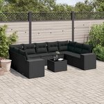 vidaXL Salon de jardin 10 Pièces avec coussins noir résine tressée
