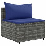 vidaXL Salon de jardin 7 Pièces avec coussins Gris Résine tressée