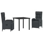 vidaXL Ensemble de salle à manger pour jardin 3 Pièces Noir polyrotin