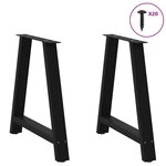 vidaXL Pieds de table à manger en forme de A  2 pièces  noir  70 x (72-73) cm  acier