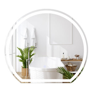 Miroir led mural 60 x 54 cm avec éclairage antibuée et réglable ambiance cosy 20_0012856