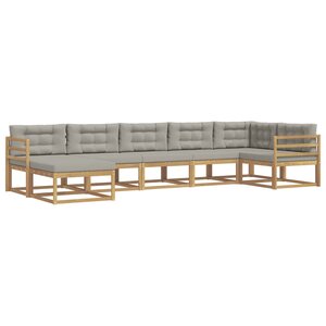 vidaXL Ensemble de canapés d'extérieur 7 Pièces Blanc et gris clair