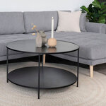 Table basse noire avec cadre noir Ø 80 x 45 cm