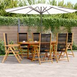 vidaXL Ensemble à Manger de jardin 7Pièces noir polypropylène bois massif