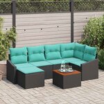 vidaXL Ensemble de canapé de jardin avec coussin 7 Pièces Noir polyrotin